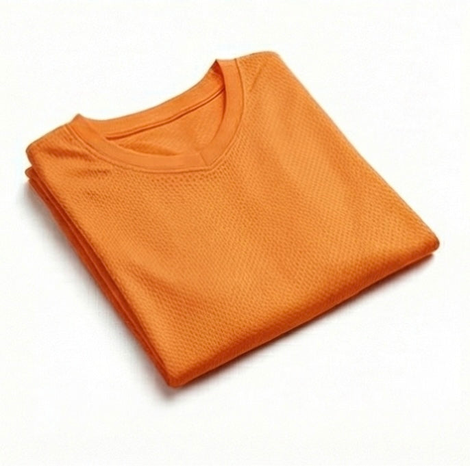 Sports Orange T-Shirt for Running – Nylon Mesh Activewear